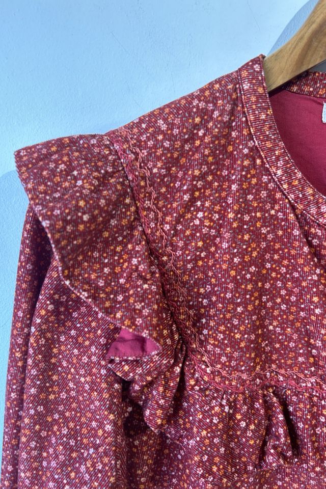 Doen Red Floral Corduroy Blouse Selected by The Curatorial Dept. #2