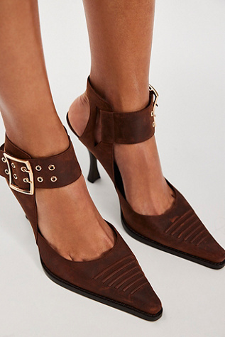 Presley Pointed Heels by Jeffrey Campbell at Free People in Brown Crazy Horse Gold, Size: US 7.5