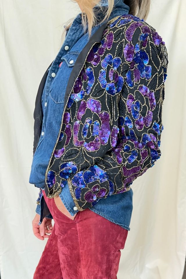 Vintage Purple, Gold and Black Beaded Jacket Selected by KA.TL.AK #3