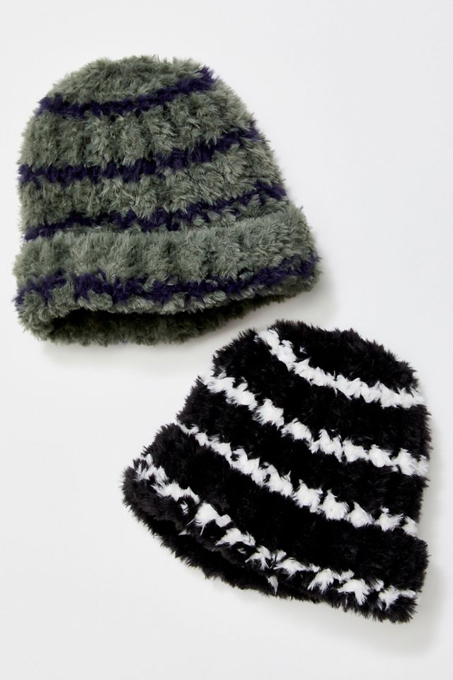 Only You Faux Fur Stripe Beanie #1