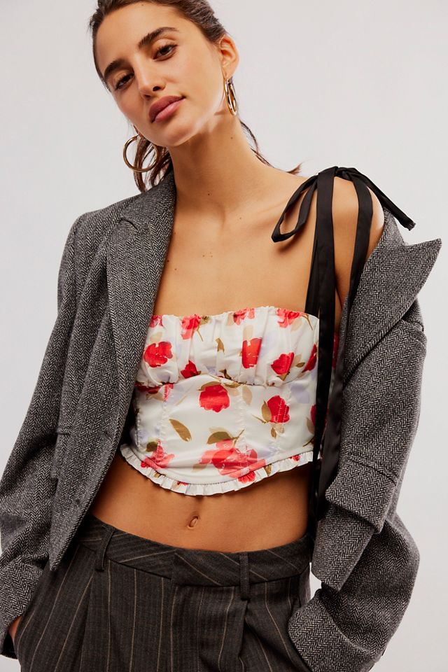 For Love & Lemons Niala Bustier Top in Red