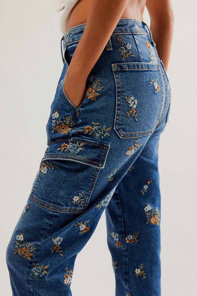 Driftwood Embroidered Cargo Straight Jeans #2
