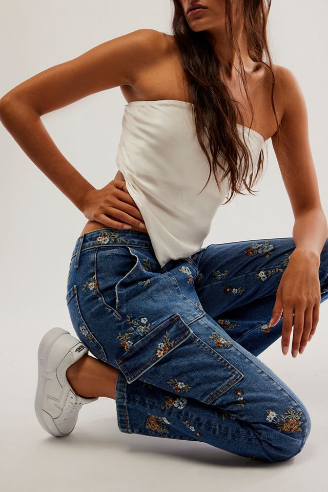 Driftwood Embroidered Cargo Straight Jeans #3