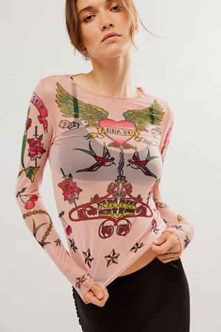 Anna Sui Tattoo Mesh Top