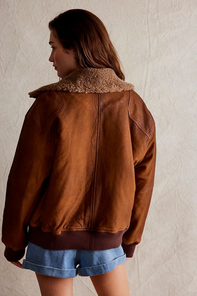 Free People Sundown Leather Aviator Jacket. 4