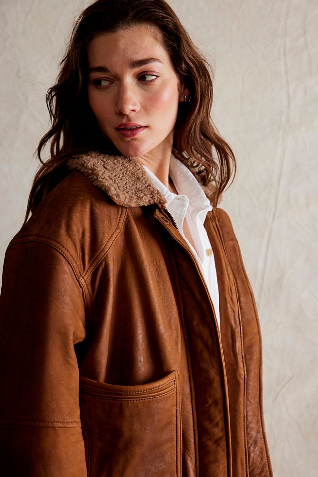 Free People Sundown Leather Aviator Jacket. 5