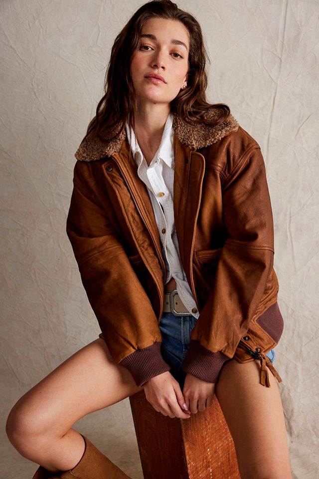 Free People Sundown Leather Aviator Jacket. 6