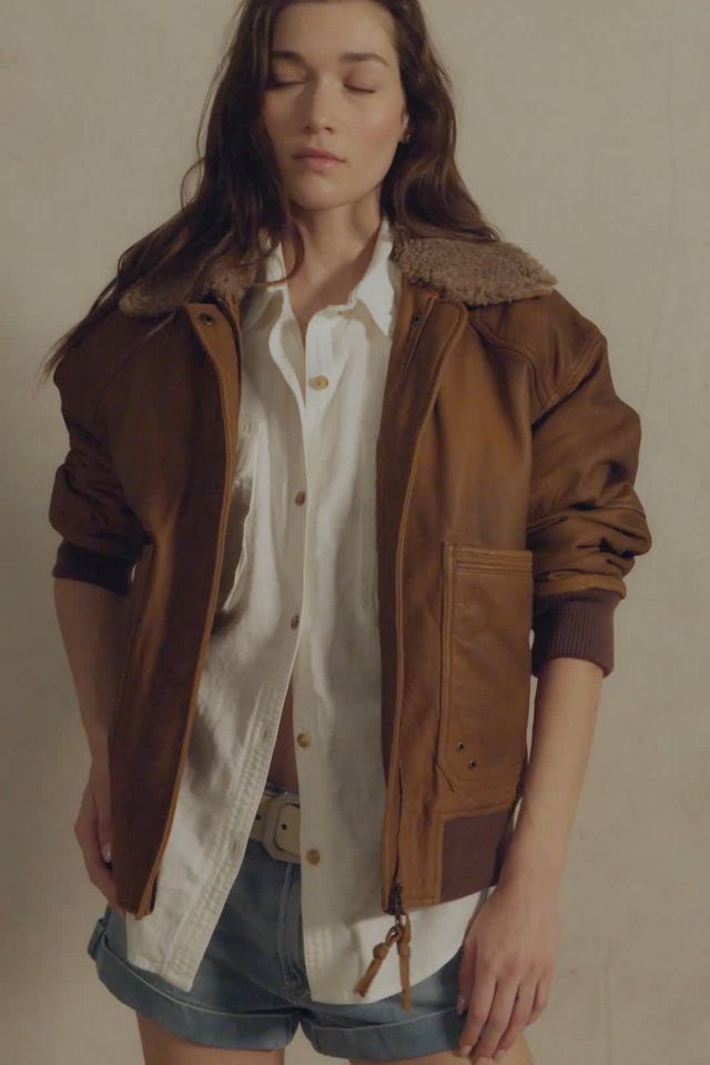 Free People Sundown Leather Aviator Jacket. 7