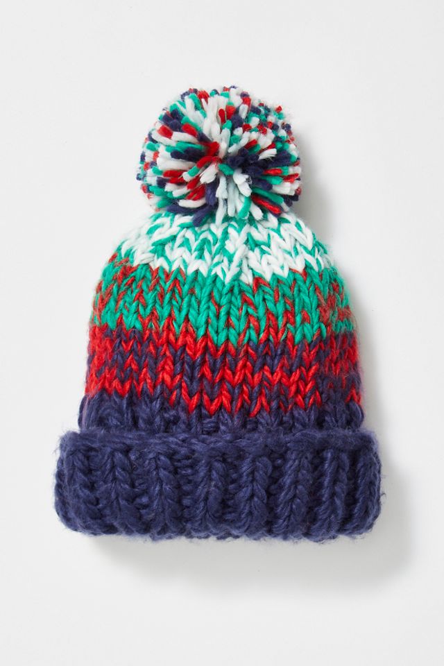 Tide Stripe Knit Pom Beanie #2