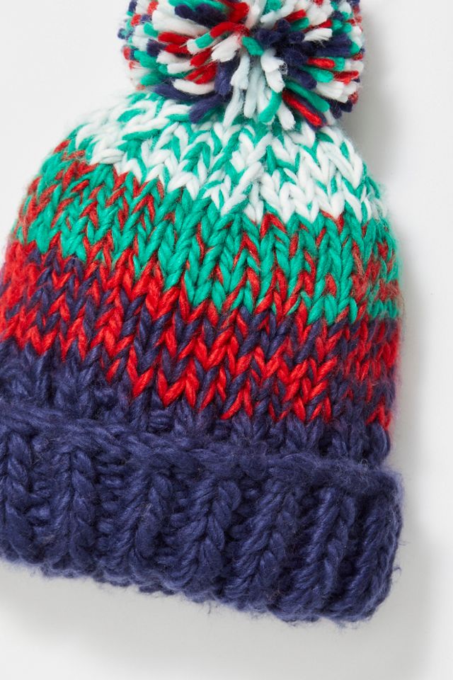 Tide Stripe Knit Pom Beanie #3