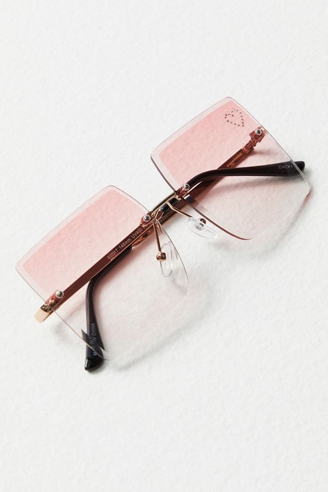 Lizzie Rimless Embellished Square Sunglasses #1