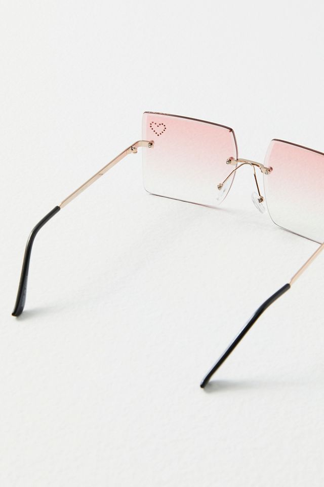 Lizzie Rimless Embellished Square Sunglasses #3