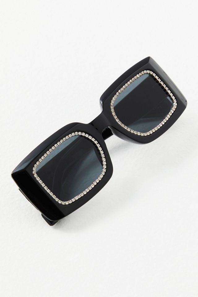 Free People Sofia Crystal Rectangle Sunglasses NWT Black Rhinestone Bling Shades Amazon.com: SP Sophia Collection Sparkling Crystal Square  main image 4