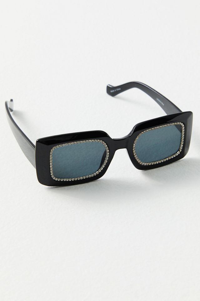 Sofia Crystal Rectangle Sunglasses | Free People display picture 2