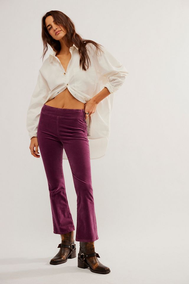 In My Feelings Velvet Crop Slim Flare Pants | Free People