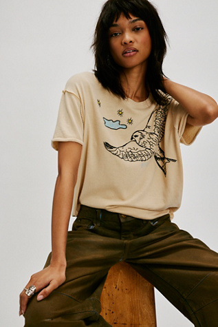 We The Free Horsin' Around Tee at Free People in Natural Combo Bird, Size: Medium