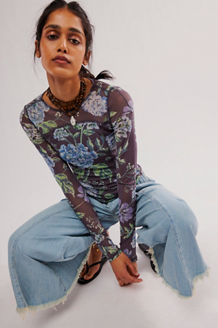 Betty's Garden Top at Free People in Charcoal Combo, Size: XS