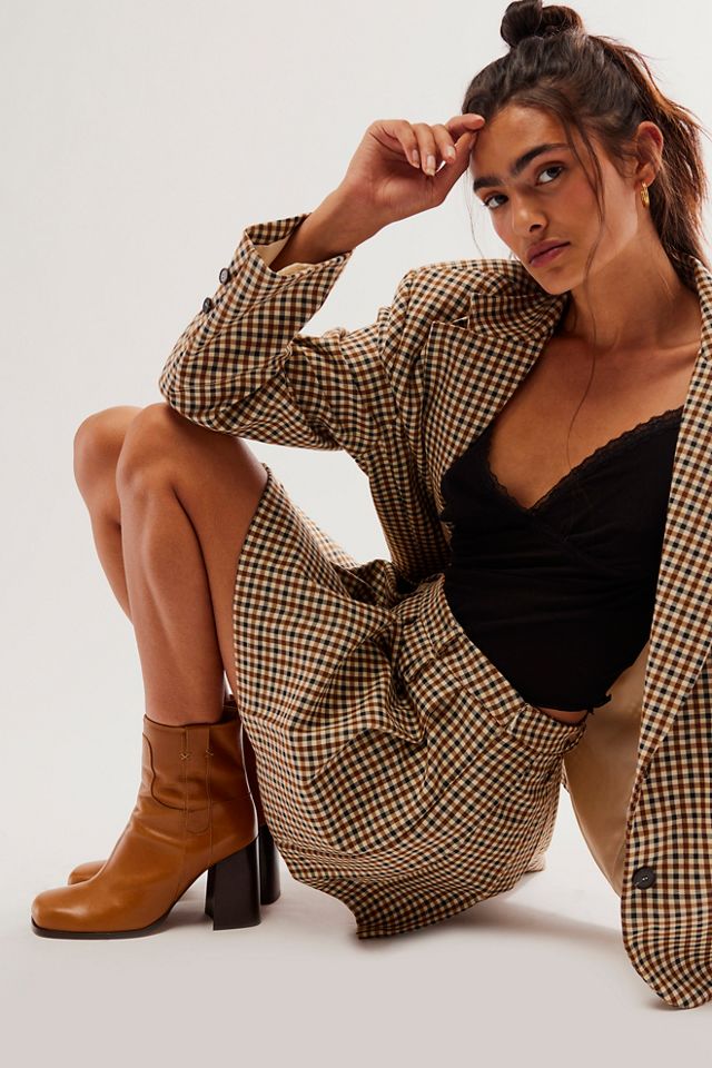 MOON RIVER Plaid Pleated Skirt Suit Set #3