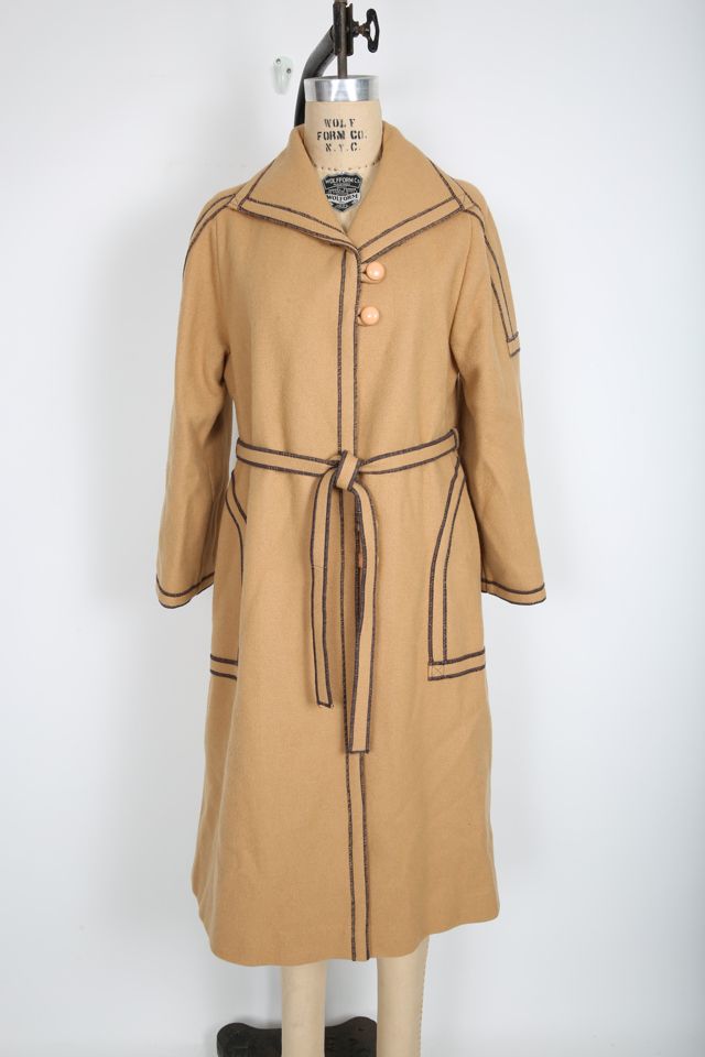 Tan wool trench store coat