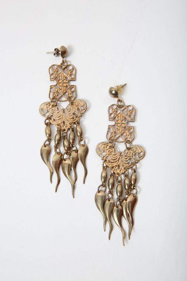 Gold Filgree Chandlier Earrings Costume Jewelry Selected by Love Rocks Vintage Free People