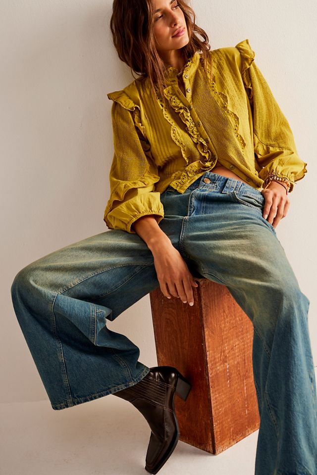 Free people store yellow blouse