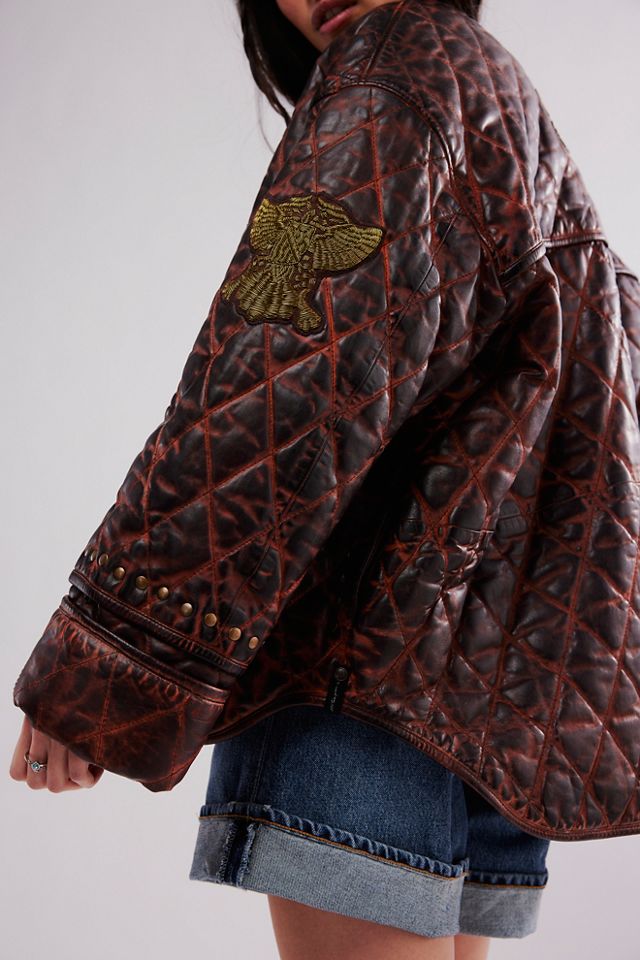 OneTeaspoon Eagle Eye Quilted Leather Jacket Free People UK