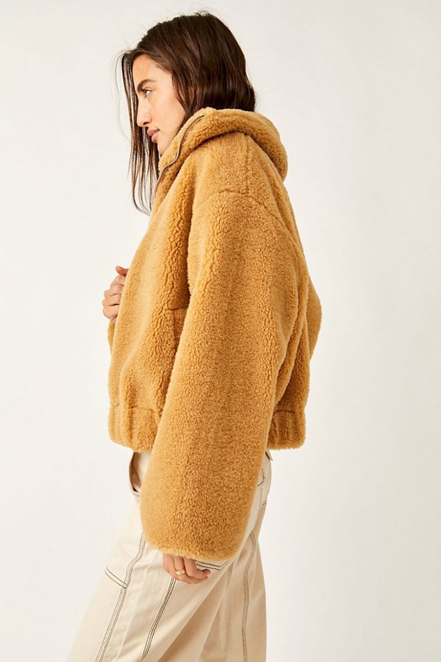 NWT Skims Cozy Knit Full Zip Cropped Teddy Top Jacket in Desert