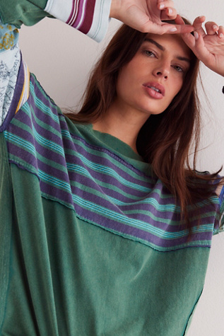 We The Free Mackenzie Tee At Free People In Emerald Combo, Size: Medium