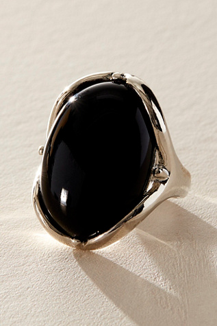 Essence Ring at Free People in Onyx Silver, Size: 7