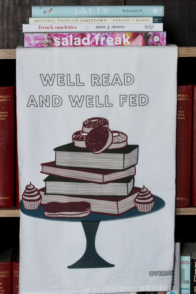 Overseasoned Well Read and Well Fed Tea Towel #1