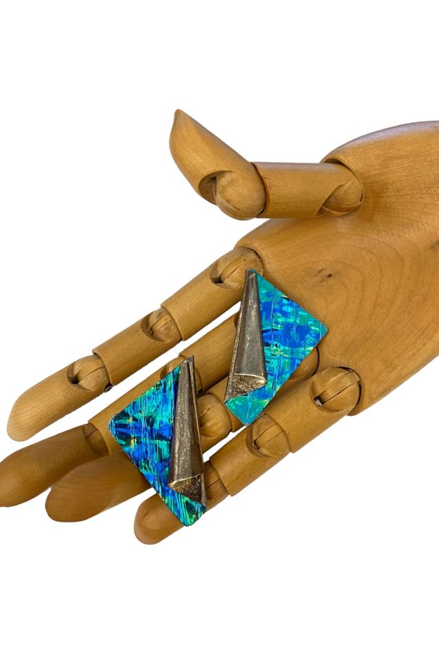 1980s Vintage Sterling Silver Art-To-Wear Iridescent Earrings Selected by BusyLady Baca & The Goods #2