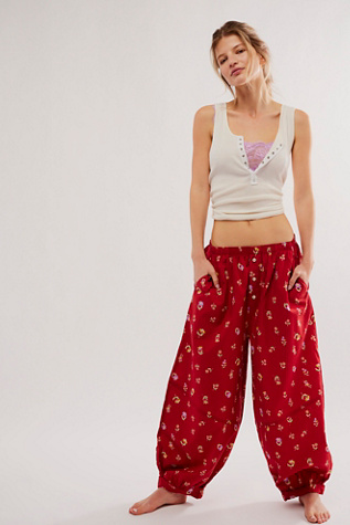 Sunday Morning Lounge Trousers by Intimately at Free People in Strawberry Combo, Size: Small