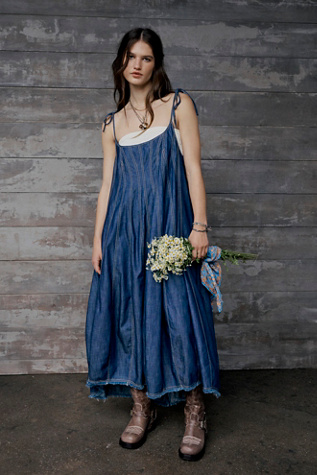 Denim Tea Length Dress