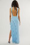 knee length dresses for ladies Adamaris Floral Halter Tiered Ruffle Maxi Dress main image 1