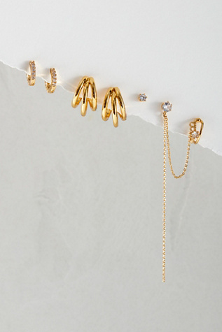 14k Gold Plated Dripping Earring Set at Free People in Gold