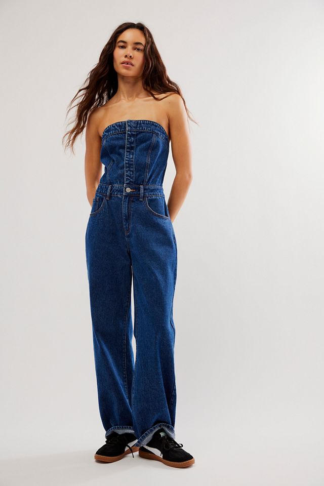 Free people denim jumpsuit on sale