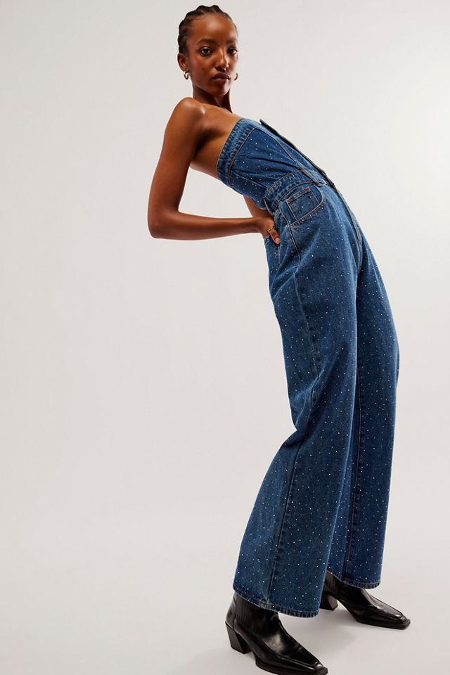 Diamante Denim Jumpsuit | Free People