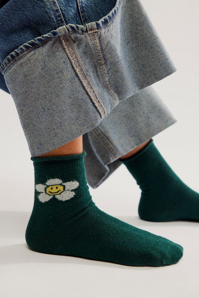 Happy Daisy Cashmere Crew Socks #1