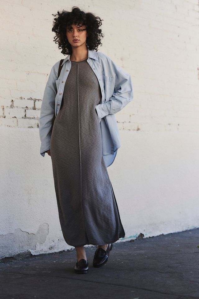 Gray Long Sleeve Maxi Sweater Dress-CLEARANCE - Small