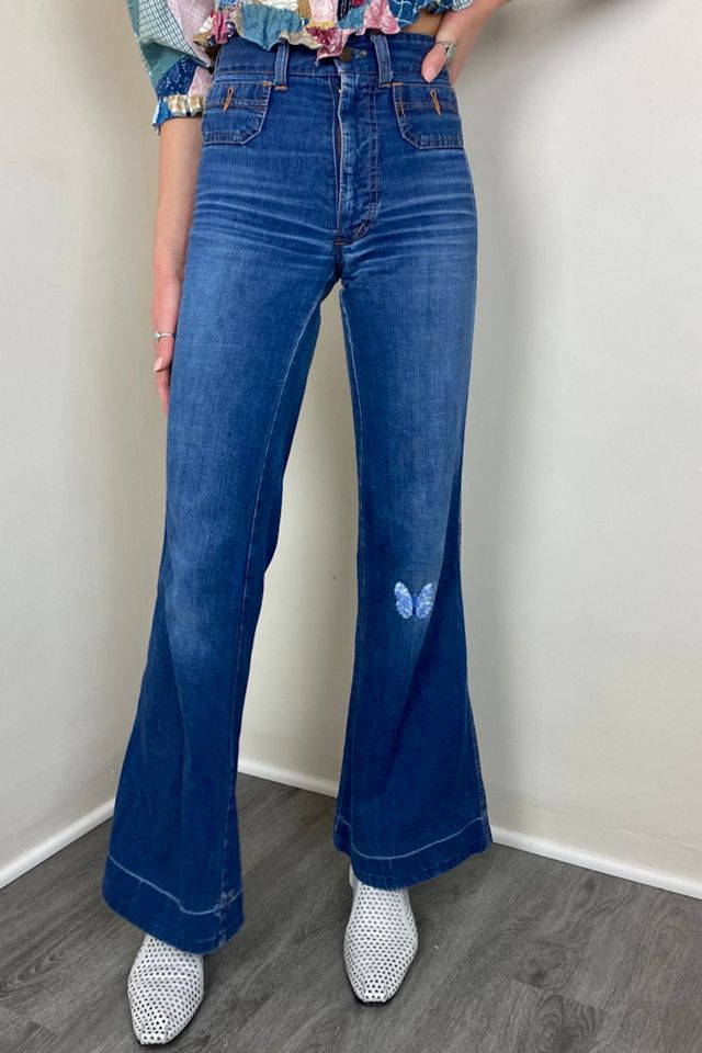 Blue Butterfly Embroidered Jeans