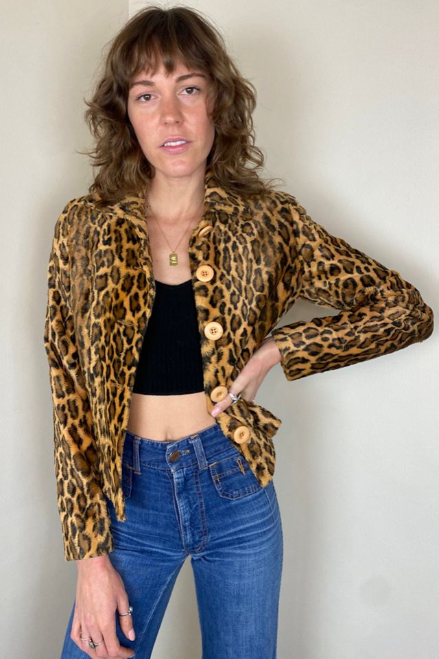 Vintage Faux Fur Leopard Fitted Crop Jacket Selected by Picky Jane