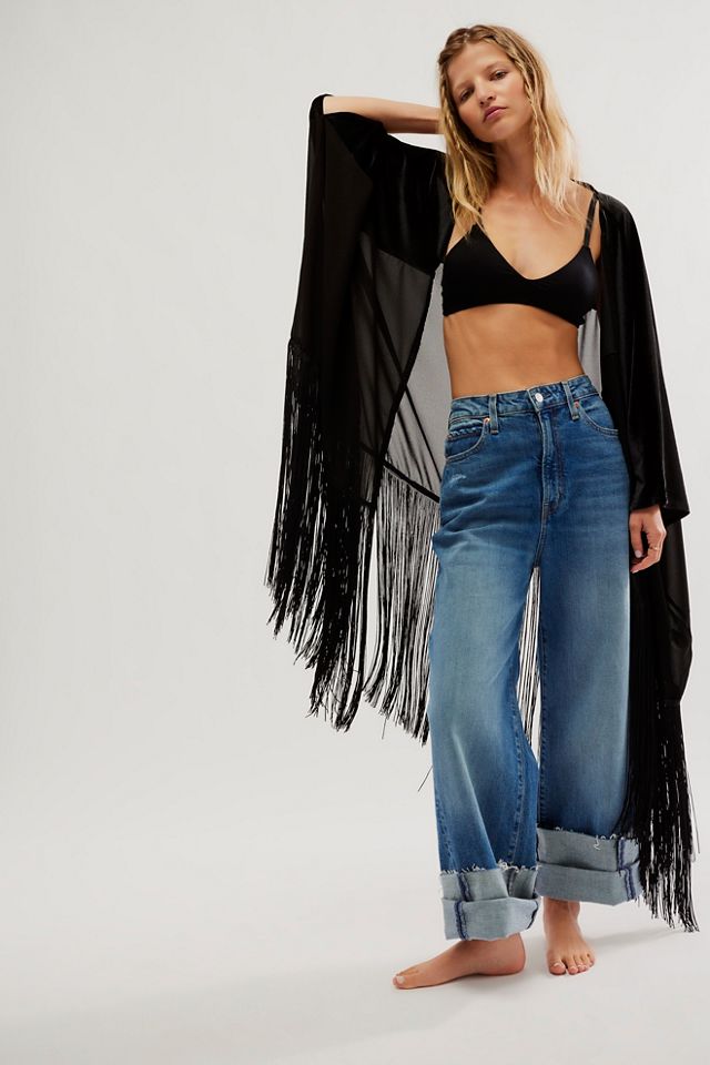 | People Velvet Kimono Fringe Dreams Free