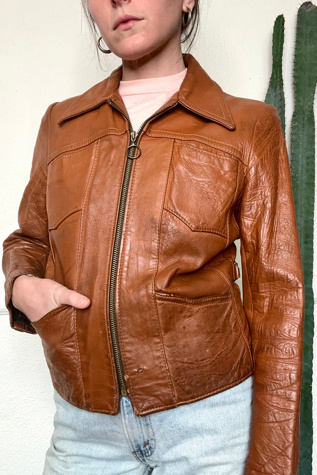 1960s Brown Leather Jacket Selected by Grievous Angel Vintage