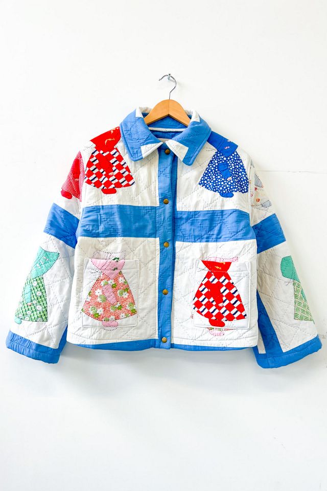 Magpie Vintage Marley Quilted Blue & Red Patchwork Chore Jacket