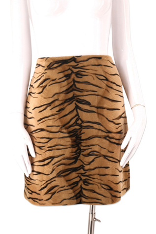 1990s Tiger Print Plush Mini Skirt Selected By Ritual Vintage