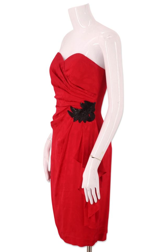 1980s Strapless Silk Cocktail Dress Selected By Ritual Vintage #1