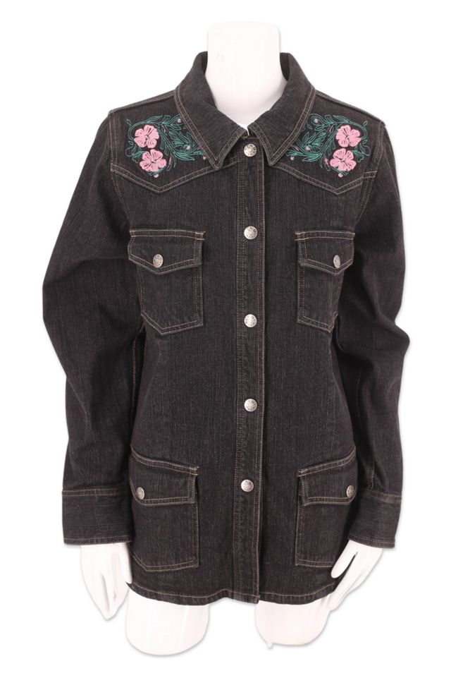 1990s Floral Embroidered Denim Chore Jacket Selected By Ritual Vintage