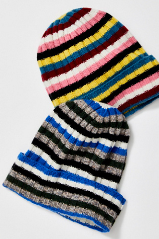 Rib Stripe Recycled Cashmere Beanie | Free People display picture 1