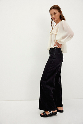 We The Free Spotlight High-Rise Wide-Leg Jeans At Free People In Cool Black, Size: 24