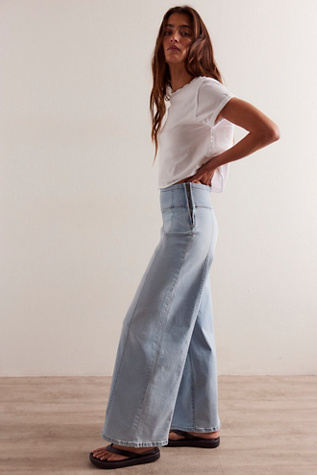 We The Free Spotlight High-Rise Wide-Leg Jeans at Free People in Sky, Size: 26